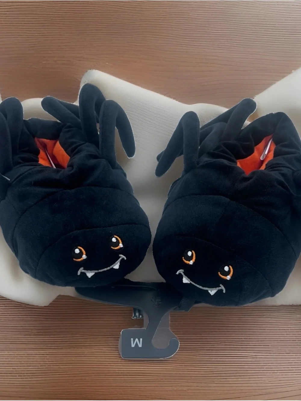 Celebrate Halloween Kids Black Spider Critter Slippers M (11-12) & Glow Toy Lot